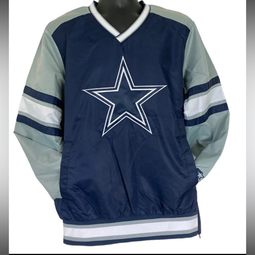 Starter Men's Dallas Cowboys Pullover NFL Navy gray Jacket size Medium